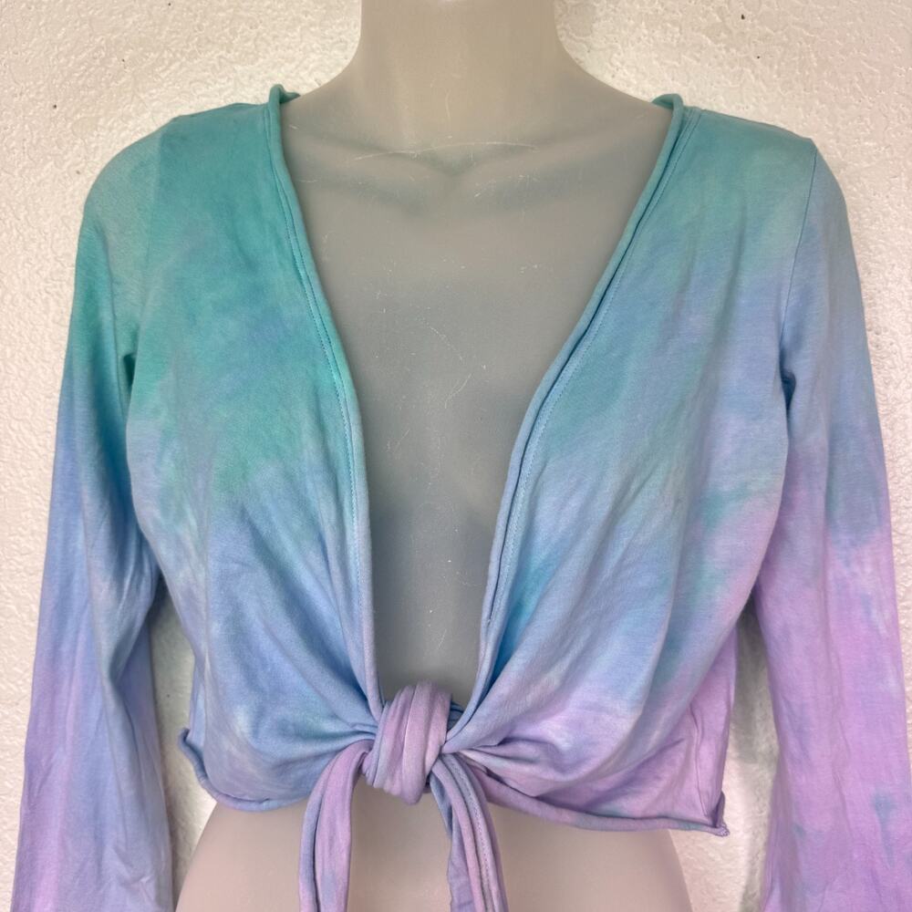 Hard Tail Forever Y2K Top Womens Medium Crop Tie Dye Pastel Yoga Gym Cover Vtg - Picture 5 of 11